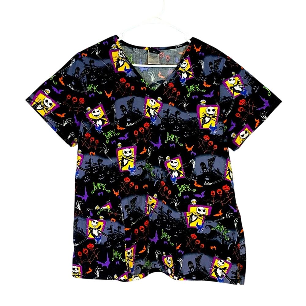 Night Before Halloween Disney Scrubs Top Size Medium 0002